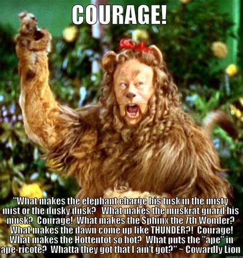 cowardly lion meme.